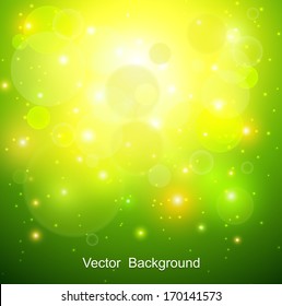 Natural green, sunny background, vector illustration.