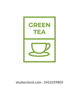Natural green tea cup for logo design concept editable.