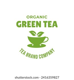 Natural green tea cup for logo design concept editable.