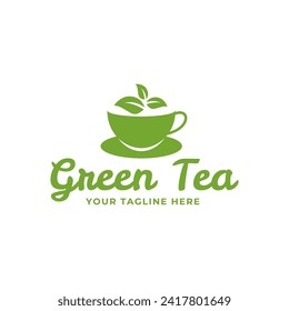 Té verde natural para el concepto de diseño del logo editable.