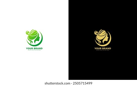 Natural hair beauty logo, women hair beauty icon. Vector graphic design