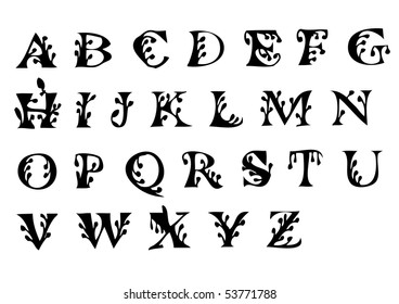 natural hand drawn alphabet