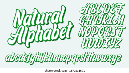 Natural hand drawn lettering font. Vector alphabet.