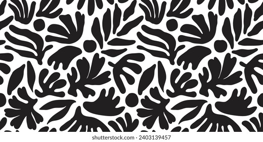 Natural hand drawn pattern design with leaves branch, flower. Simple contemporary style illustrated Design for fabric, print, cover, banner, wallpaper
