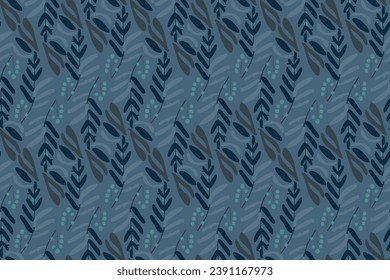 Natural hand drawn seamless floral pattern. drawing with abstract shapes, strokes, flowers and leaves. Simple illustrated modern style. Vector art banner ot seamless pattern.