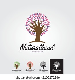 Natural hand logo template - vector