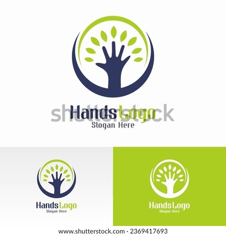 Natural Hand Logo Vector Template