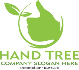 natural hand tree vector branding logo design template 
