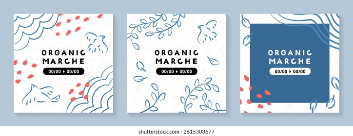 Natural hand-drawn illustration of birds and plants