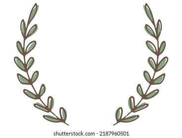 Natürliche, handgezeichnete Lorbeersymbol. Vektorgrafik.