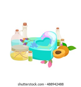 Natural Handmade Soap and Olives vector illustration