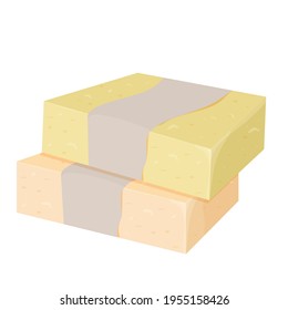 Natural handmade vector soap bar in cartoon flat style in trendy colours isolated on white background. Organic spa soap making.
