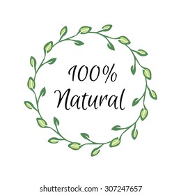 Natural hand-sketched herbal vector frame (template). Useful for ads, signboards, packaging, menu design, interior decorating and other design.