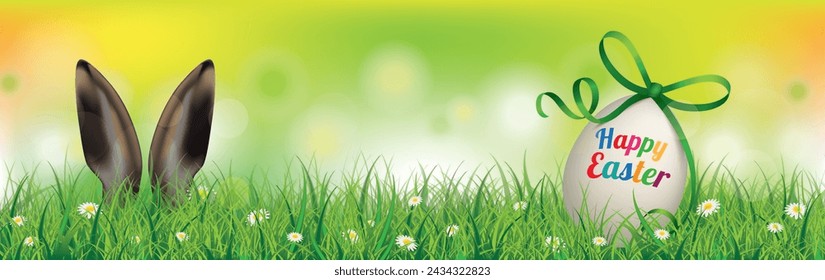 Natural Happy Easter Egg Rabbit Ears Spring Header