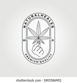 Naturheiler, Cannabis-Logo, Vektorgrafik-Design-Grafik, Logo der Linie, minimalistisches Konzept