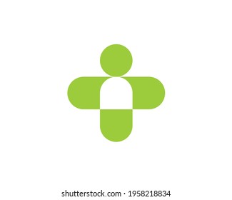 "Natural Health" is a flat logo that contains 3 elements: healthy people, the cross which symbolizes health care, and the pill which represents natural medicine. Health logo for sale.