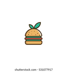 Natural Healthy Burger Vector Logo Design Element