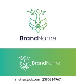Natural Healthy Lotus Women Logo Design 