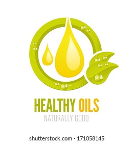 Natural and healthy oils label design for web and print