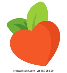 Natural Heart Icon with Green Leaves Design