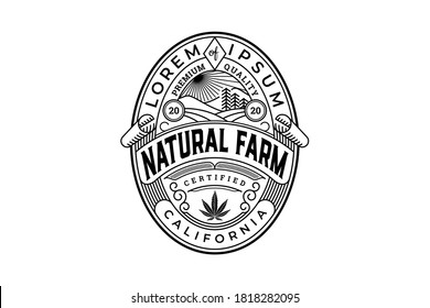 Natural Hemp Farm Logo Badge Design