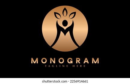 Natural herbal beauty and health care icon abstract monogram vector logo template