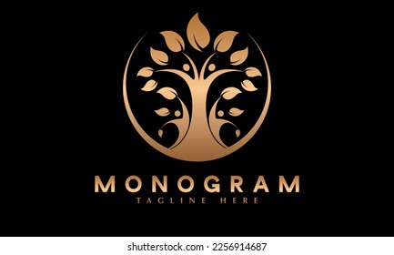 Natural herbal beauty and health care icon abstract monogram vector logo template