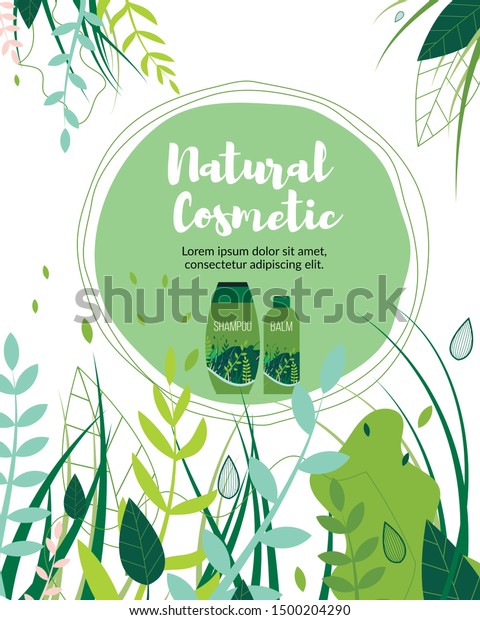 Natural Herbal Cosmetic Flat Catoon Banner Stock Vector Royalty