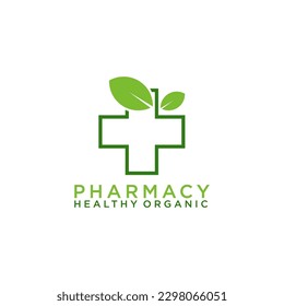 Diseño del logo de la farmacia de medicina herbaria natural.