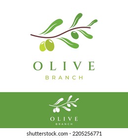 Natural herbal olive and oil logo with olive branch. Logo for business, branding, herbal medicine and spa.