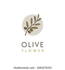 Natural Herbal Olive Oil  Plant, Olive Leaf Flower logo design 