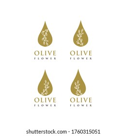Natural Herbal Olive Oil Plant, Olive Leaf Flower logo design