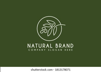 Natural Herbal Olive Oil Plant, Olive Leaf Flower Logo Design