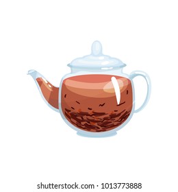 Natural herbal tea in a glass transparent teapot vector Illustration