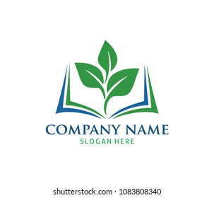 natural herbs book vector icon logo design template