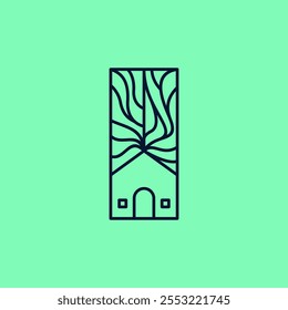 Natural Home Logo. Green House logo vector template