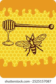 Natural honey background. Promo bee apiary flyer