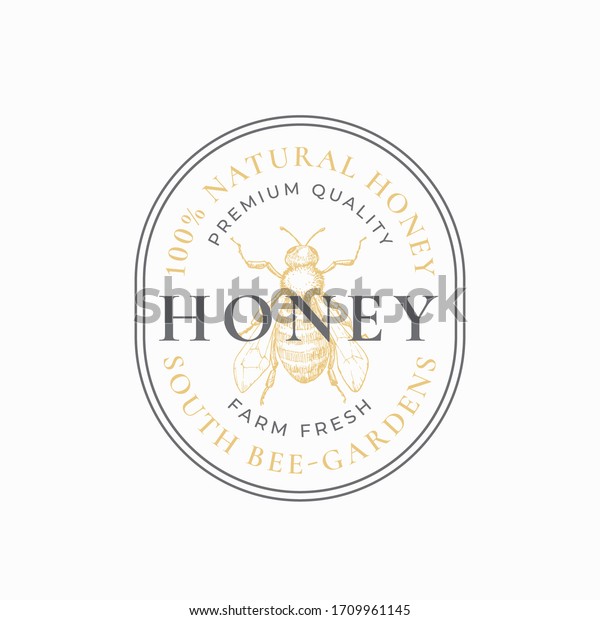 Natural Honey Badge Logo Template Hand Stock Vector (Royalty Free ...