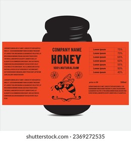 Natural Honey bee label design pure honey flower sweet food and mock-up jar bottle clean label packaging template.