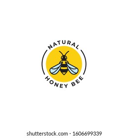 Natural honey bee label. Vector logo icon template