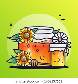 Natural Honey Bee Vector illustration