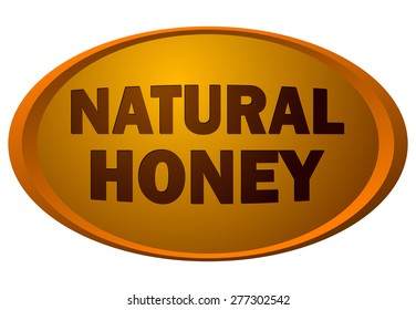 Natural Honey Glossy Sticker, Vector Illustration isolated on White Background.