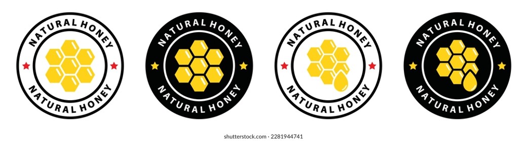 Natural honey label icon. Honey label icon, vector illustration