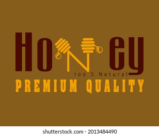natural honey logo, honey bee logo. Trendy and modern logo for bee products. Vector illustration.