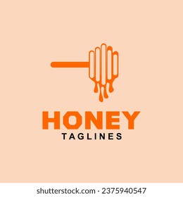 Natural honey logo label concept, with hexagon honeycomb nectar symbol. Beekeeping badge brand identity template. Vector illustration.