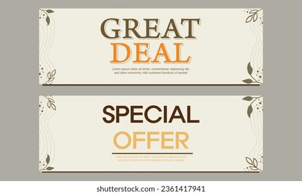 naturbelassenes, horizontales Bannerdesign mit floralem und floralem Dekor 