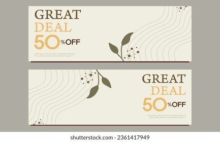diseño de plantillas de banner horizontal natural con adorno floral y floral 