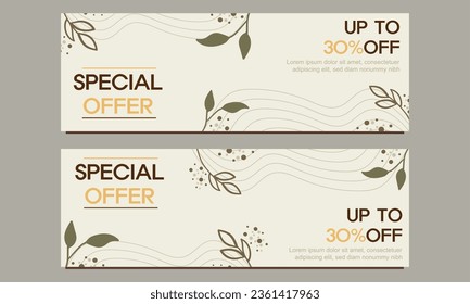 natural horizontal banner template design with floral and flower ornament 