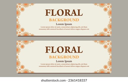 diseño de plantillas de banner horizontal natural con adorno floral y floral 