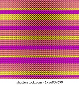 Natural horizontal stripes knitting texture geometric vector seamless. Fair isle sweater knitwear fabric print. Scandinavian style seamless knitted pattern. Fabric canvas illustration.